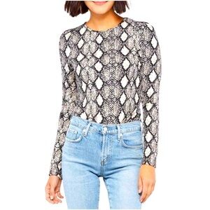 NWOT Sunday In Brooklyn Ashton Snakeprint Puff Sleeve Top Women Size XS